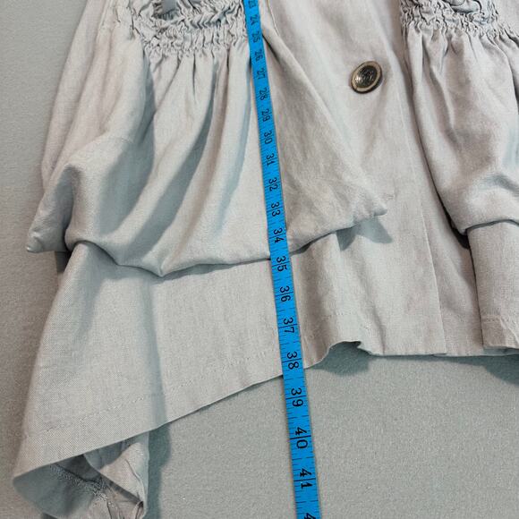 For Cynthia Sleeveless Linen Sharkbite Shirt Dress Patch Pocket Lagenlook Sz S - Picture 8 of 10